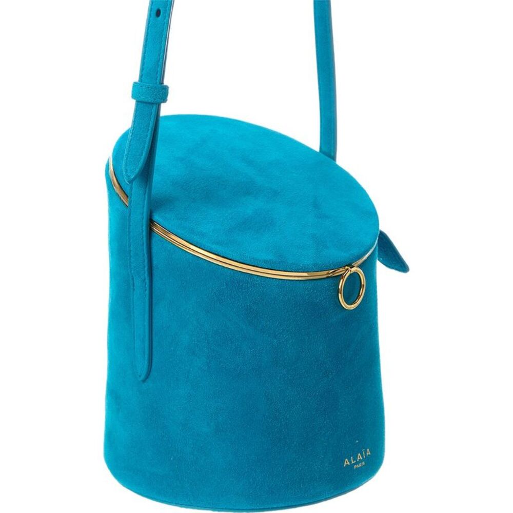 Alaïa Suede Cosmetic Case, Blue - Picture 3 of 4